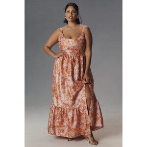 Hutch Anthropologie NWT Beanie Floral Scoop-Neck Orange Maxi Dress Size 10